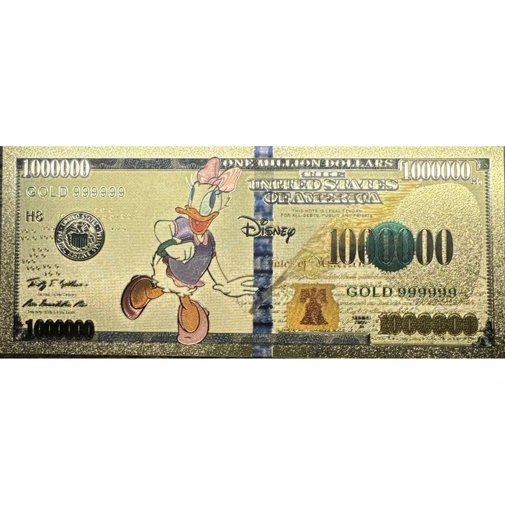 Disney‎ Daisy Duck collectible 24k gold foil $1,000,000 banknote bill